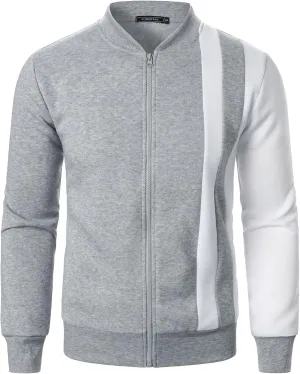 Casual Bomber Jackets for Men 2024 Trendy Colorblock Slim Fit Lightweight Waffle Varsity Jacket Fall Coat with Zipper
