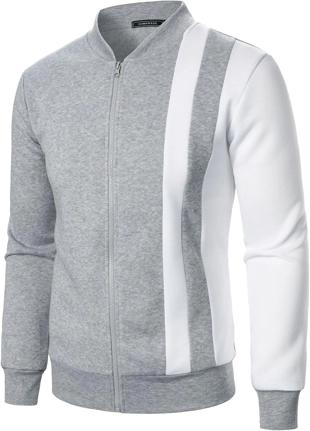 Casual Bomber Jackets for Men 2024 Trendy Colorblock Slim Fit Lightweight Waffle Varsity Jacket Fall Coat with Zipper