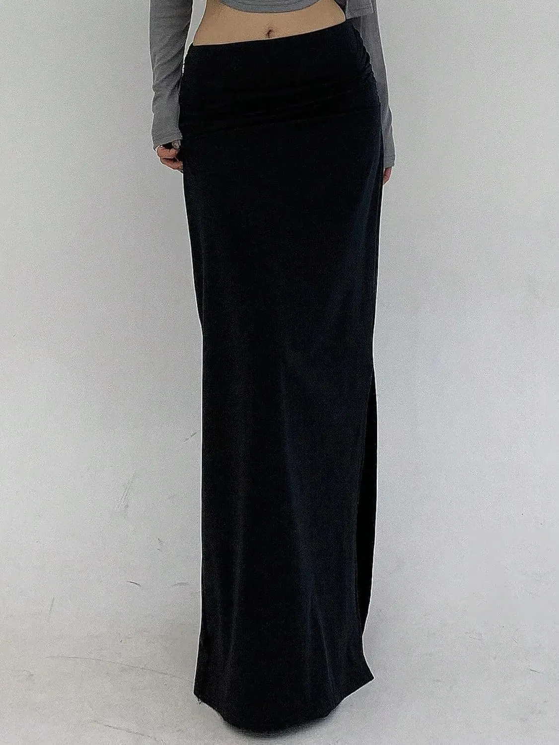 Casual Women's Skirt Women's Casual Skinny Solid Color High Slit Maxi Skirt for Women