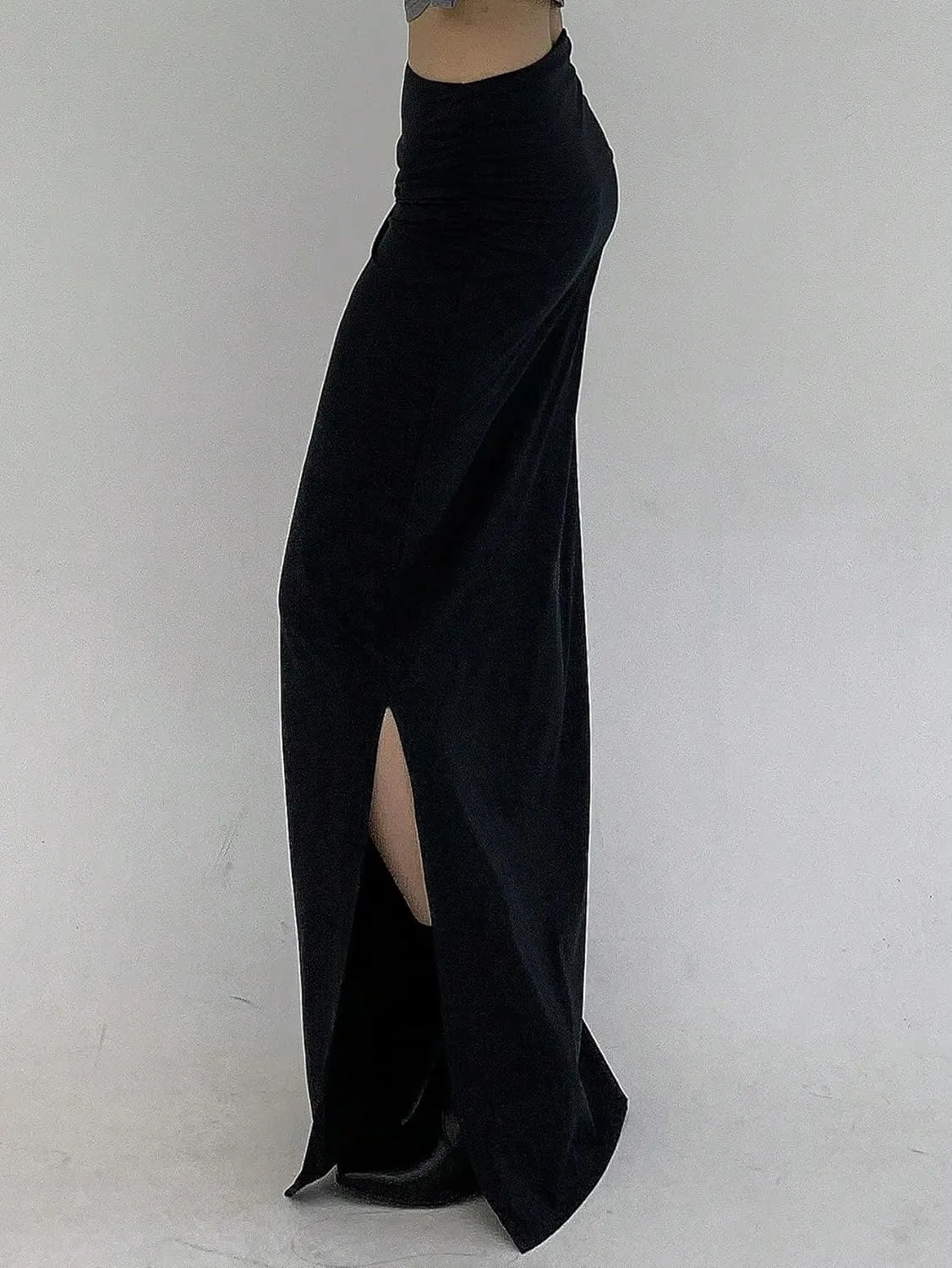 Casual Women's Skirt Women's Casual Skinny Solid Color High Slit Maxi Skirt for Women