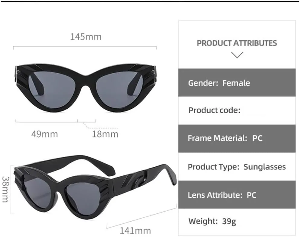 Cat Eye Sunglasses Women Men PC Gradients Lens Frame Vintage Eyewear UV400