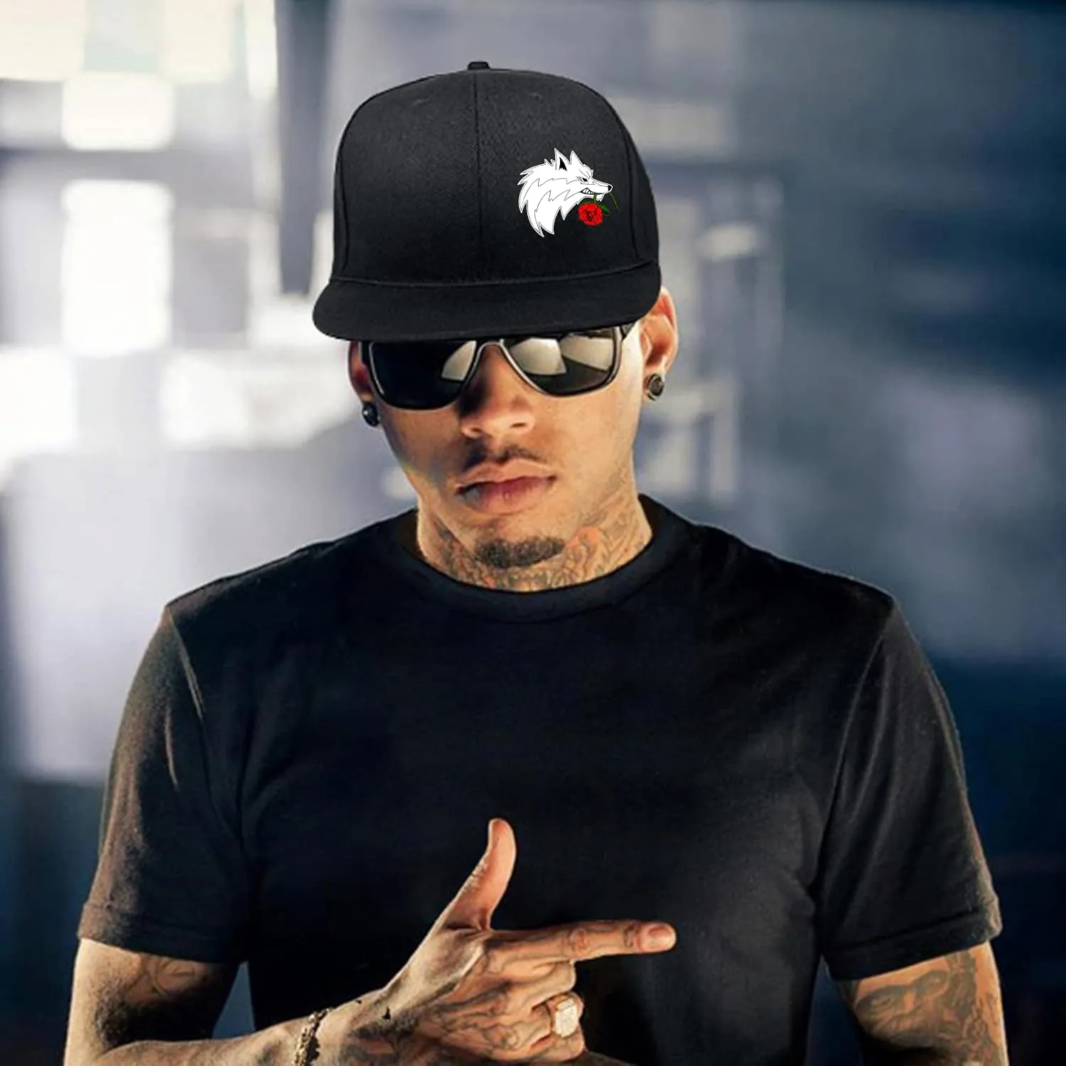 Chef Hat for Men Snapback Hats Funny Flat Bill Hat for Boy Women Adjustable Snap Pack Baseball Cap Black