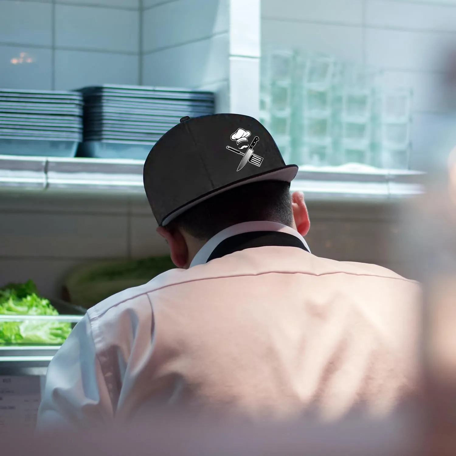 Chef Hat for Men Snapback Hats Funny Flat Bill Hat for Boy Women Adjustable Snap Pack Baseball Cap Black