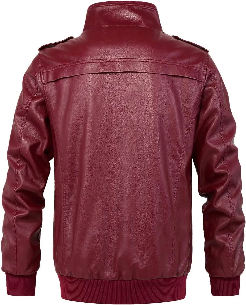 chouyatou Men's Winter Warm Sherpa Lined Zipper Quilted Moto Pu Leather Biker Bomber Jacket