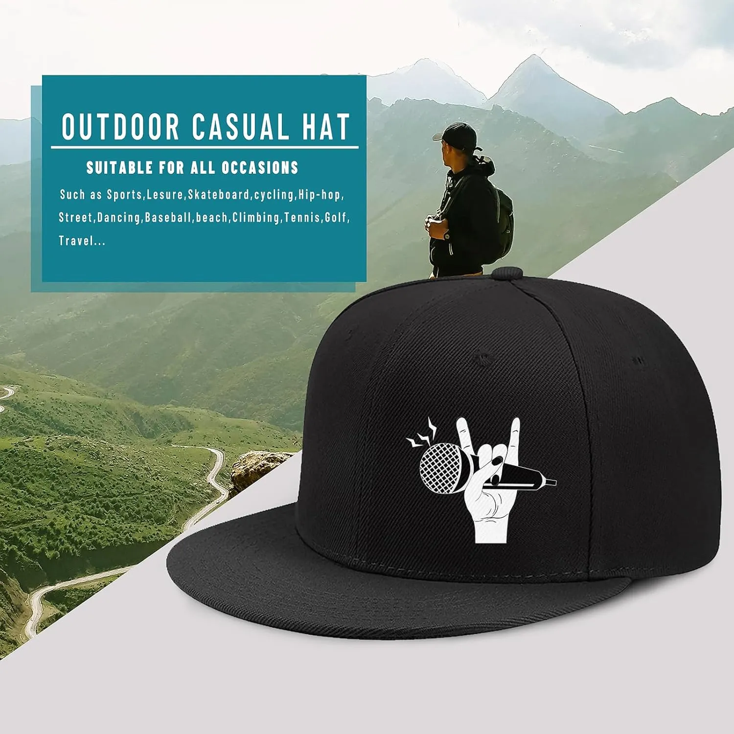 Christian Cross Snapback Hats Adjustable Baseball Cap for Men Cool Praying Skeleton Hand Hat for Men Black Flat Bill