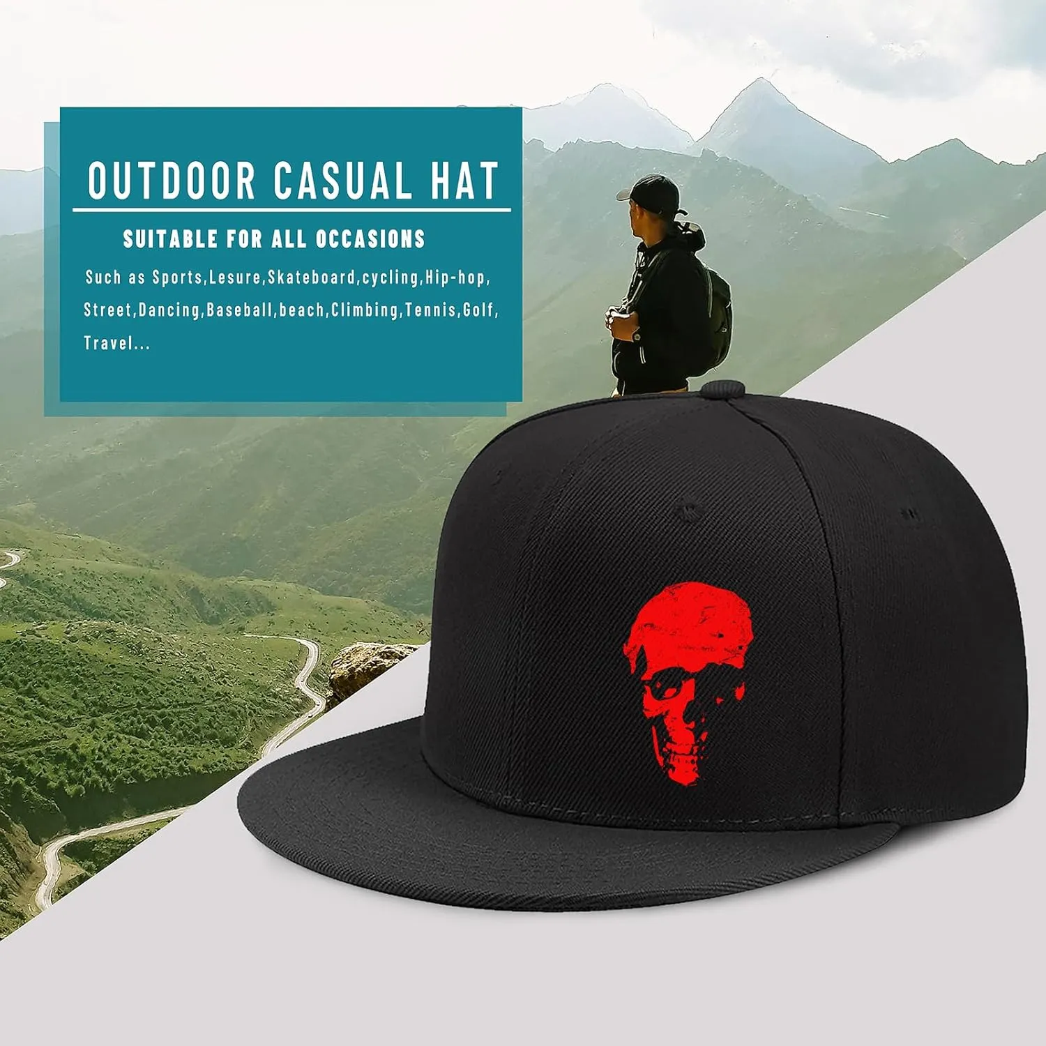 Christian Cross Snapback Hats Adjustable Baseball Cap for Men Cool Praying Skeleton Hand Hat for Men Black Flat Bill