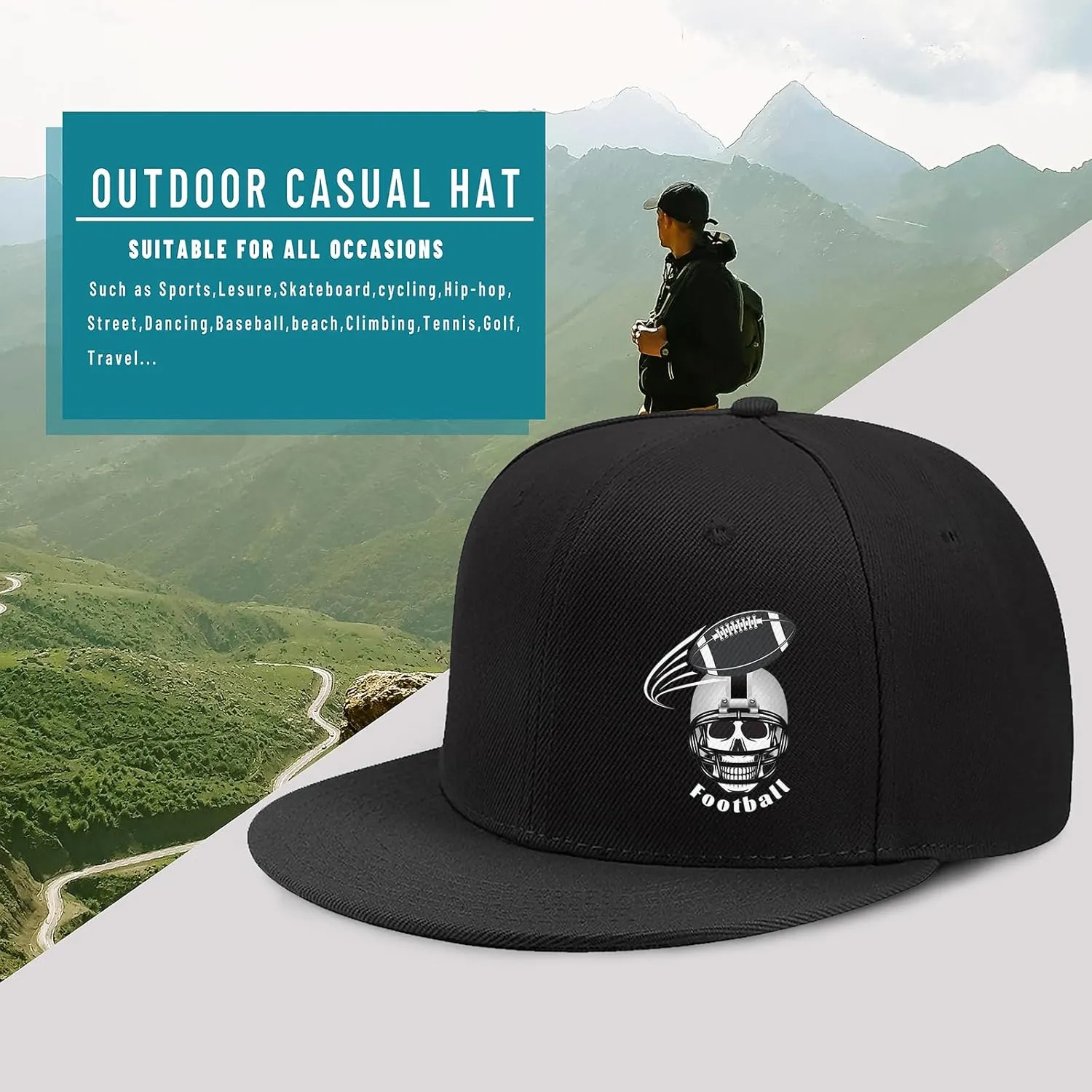 Christian Cross Snapback Hats Adjustable Baseball Cap for Men Cool Praying Skeleton Hand Hat for Men Black Flat Bill