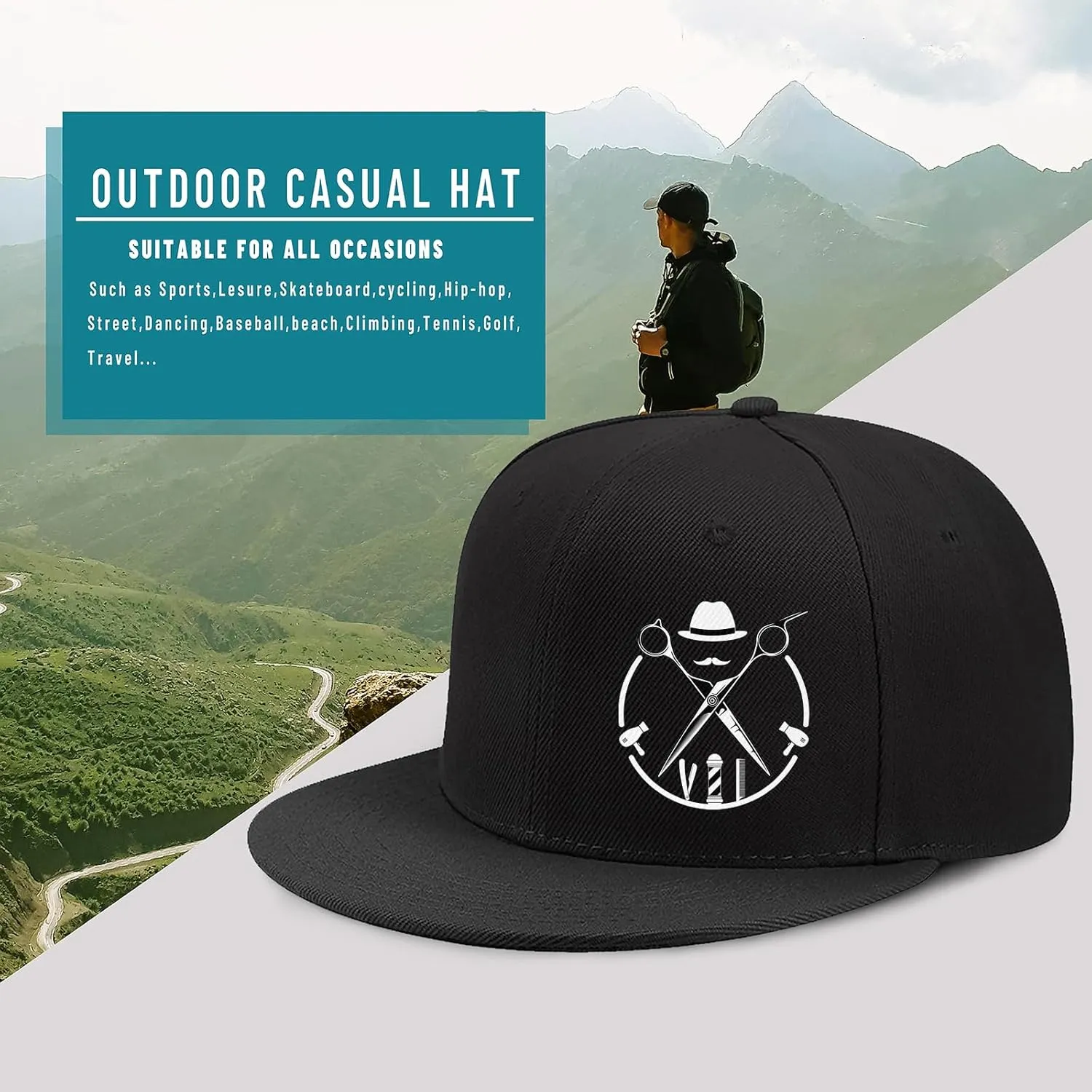 Christian Cross Snapback Hats Adjustable Baseball Cap for Men Cool Praying Skeleton Hand Hat for Men Black Flat Bill