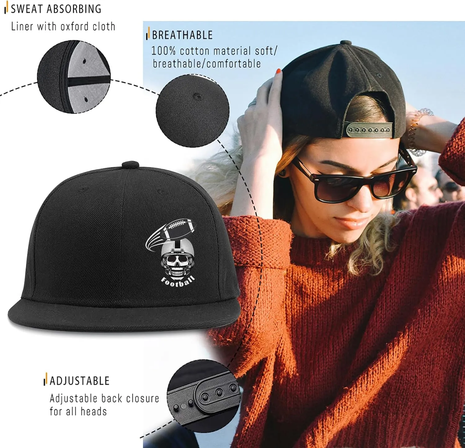 Christian Cross Snapback Hats Adjustable Baseball Cap for Men Cool Praying Skeleton Hand Hat for Men Black Flat Bill