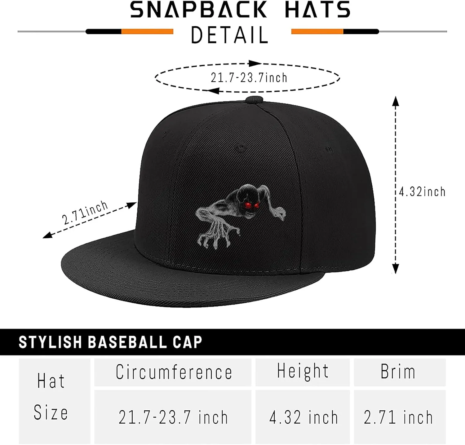 Christian Cross Snapback Hats Adjustable Baseball Cap for Men Cool Praying Skeleton Hand Hat for Men Black Flat Bill