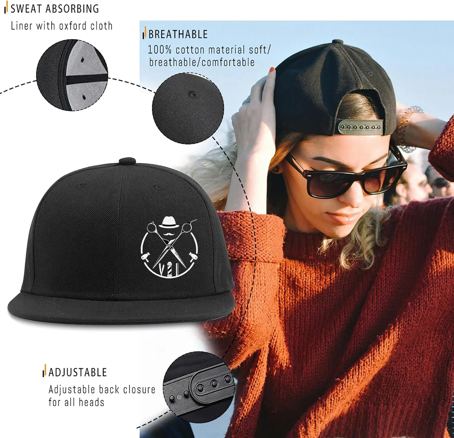 Christian Cross Snapback Hats Adjustable Baseball Cap for Men Cool Praying Skeleton Hand Hat for Men Black Flat Bill