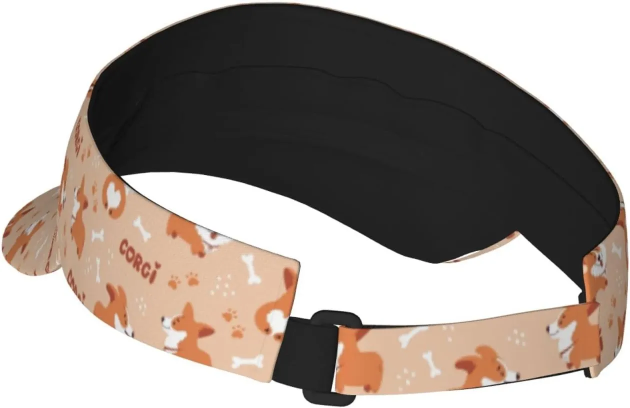 Corgi Printed Sun Visor Hats Adjustable, Women's Sun Hat, Unisex Designs, Fits Most Head Sizes