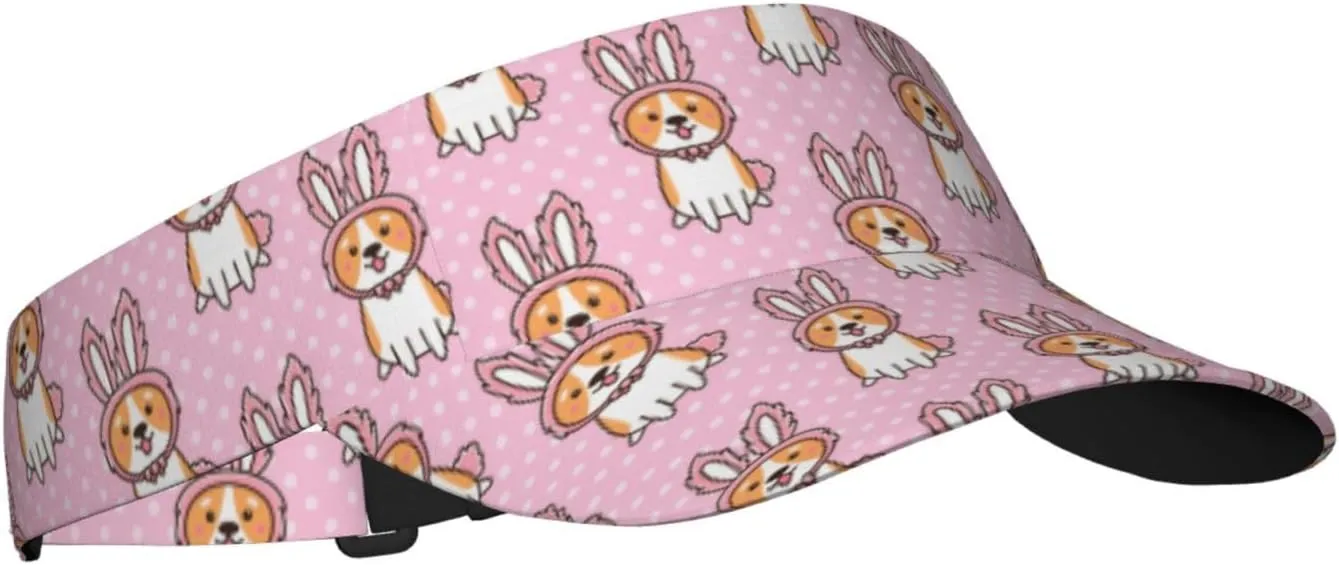Corgi Printed Sun Visor Hats Adjustable, Women's Sun Hat, Unisex Designs, Fits Most Head Sizes