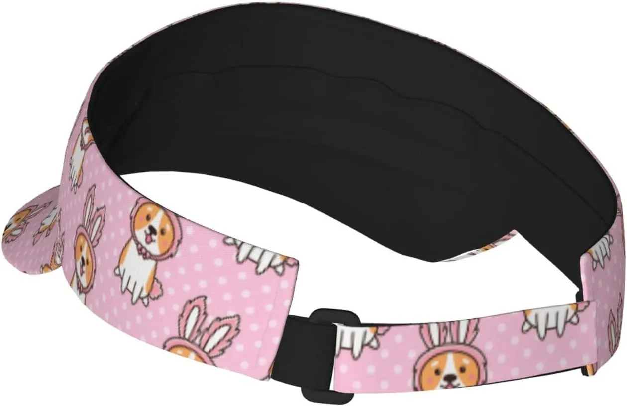 Corgi Printed Sun Visor Hats Adjustable, Women's Sun Hat, Unisex Designs, Fits Most Head Sizes