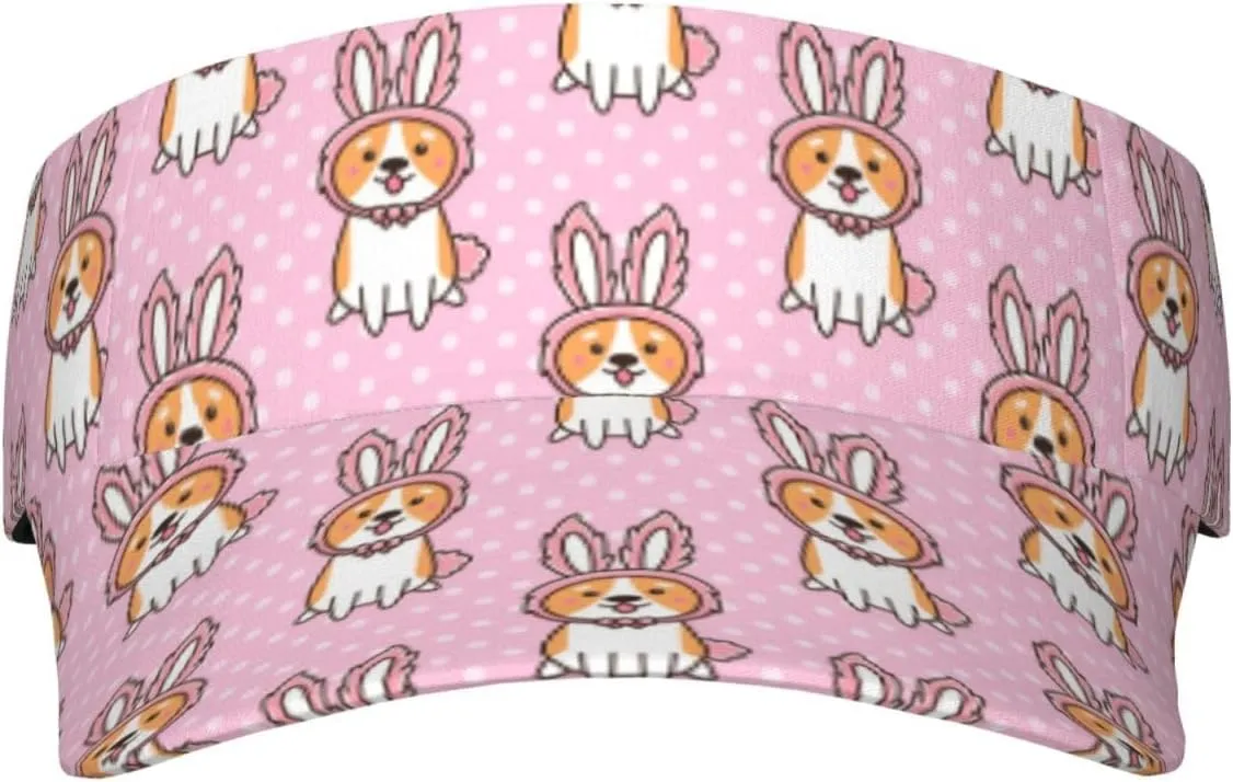 Corgi Printed Sun Visor Hats Adjustable, Women's Sun Hat, Unisex Designs, Fits Most Head Sizes