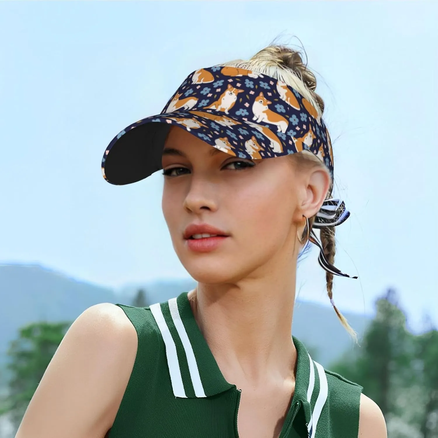 Corgi Printed Sun Visor Hats Adjustable, Women's Sun Hat, Unisex Designs, Fits Most Head Sizes