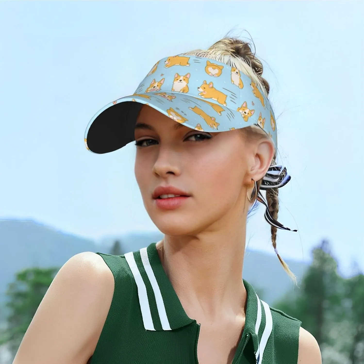 Corgi Printed Sun Visor Hats Adjustable, Women's Sun Hat, Unisex Designs, Fits Most Head Sizes