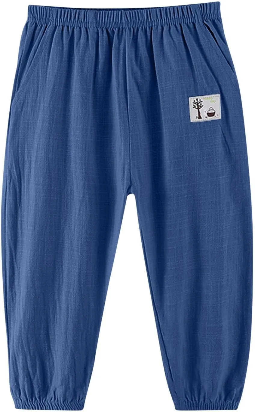 Cotton Girls Casual Jogger Pants with Pockets Comfortable Elastic Waist Sweatpants for Kids Activewear