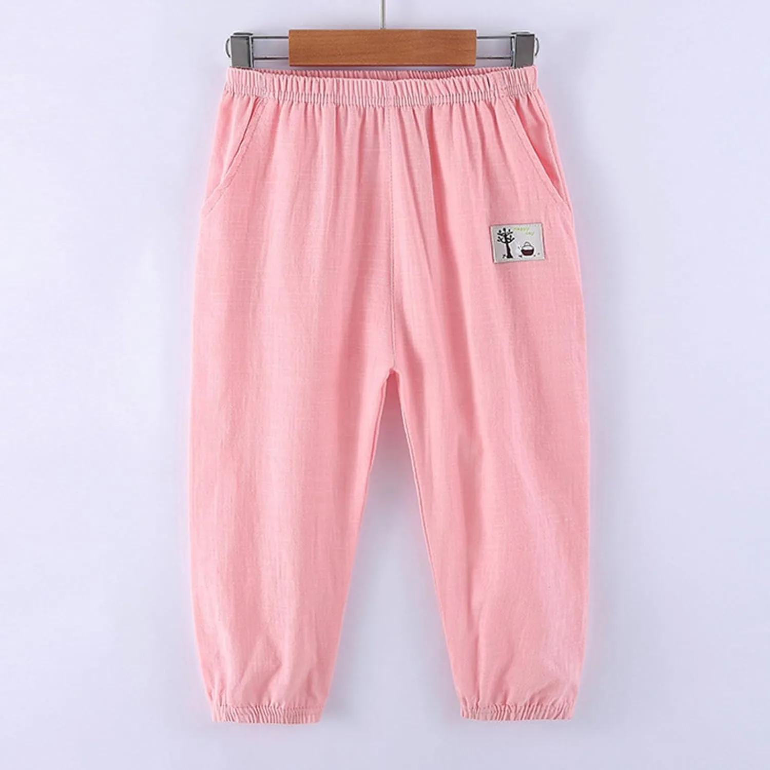 Cotton Girls Casual Jogger Pants with Pockets Comfortable Elastic Waist Sweatpants for Kids Activewear