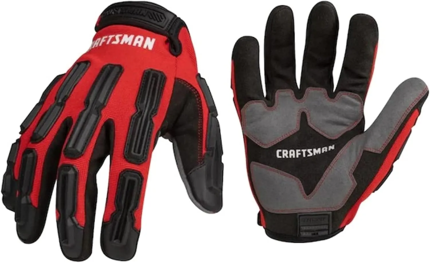Craftsman Work Gloves, Anti-shock Impact Protection, Adjustable Cuff (2-Pair Pack)