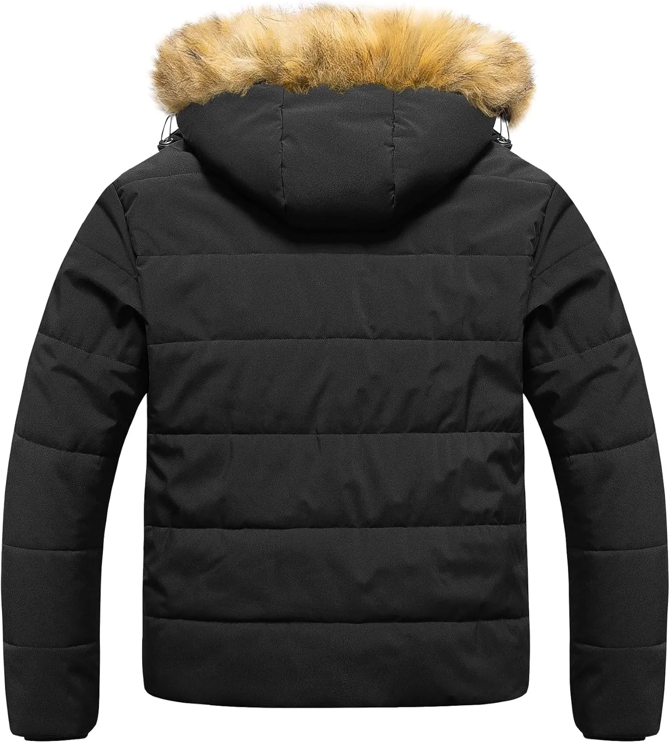 CREATMO US Men's Big and Tall Puffer Jacket Waterproof Winter Coats Fleece Lined Detachable Fur Hood Available In 2X To 6X
