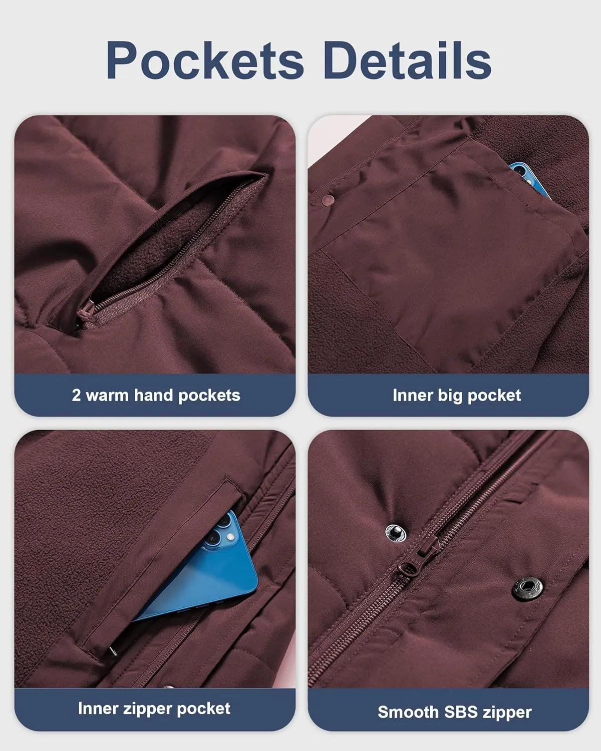 CREATMO US Men's Big and Tall Puffer Jacket Waterproof Winter Coats Fleece Lined Detachable Fur Hood Available In 2X To 6X