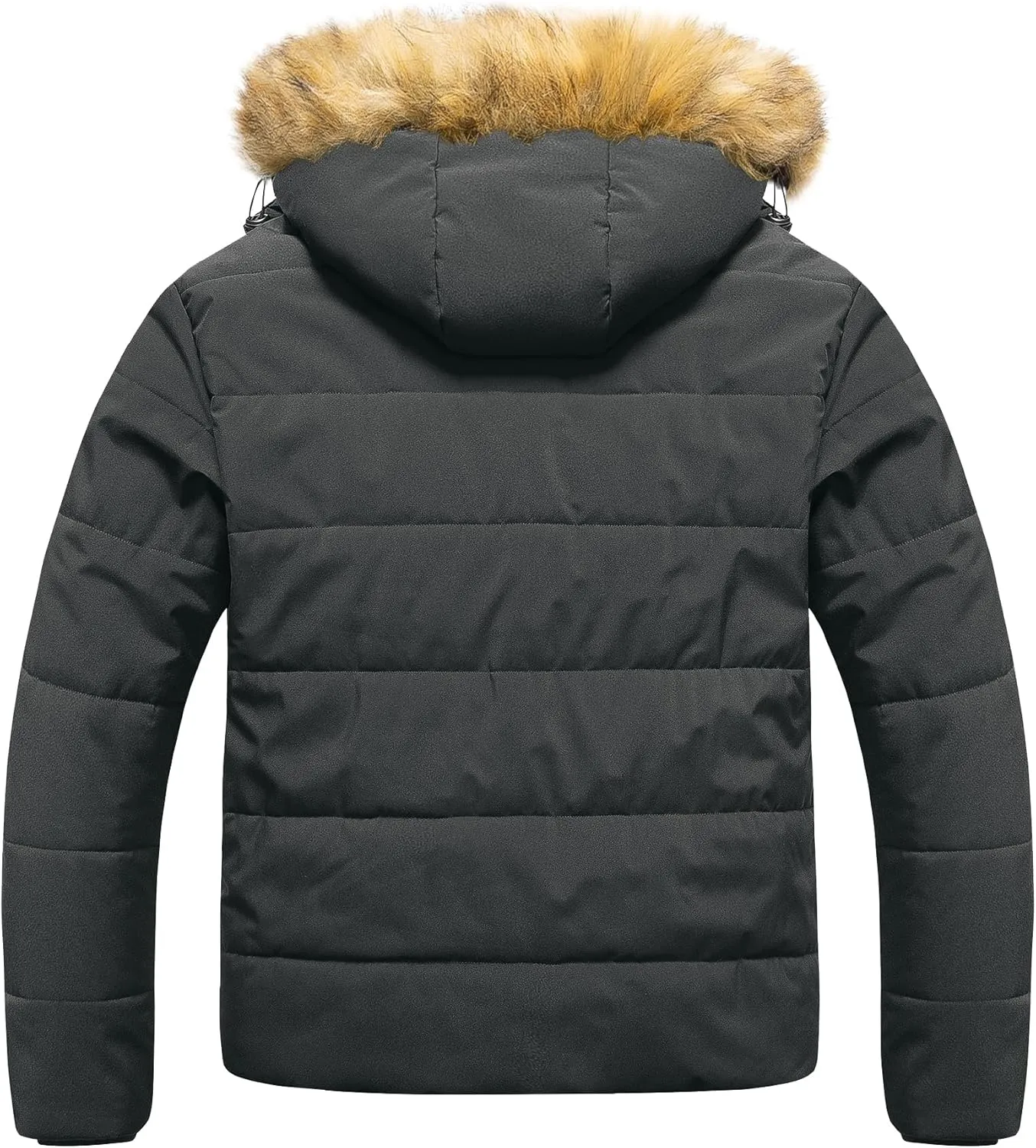 CREATMO US Men's Big and Tall Puffer Jacket Waterproof Winter Coats Fleece Lined Detachable Fur Hood Available In 2X To 6X
