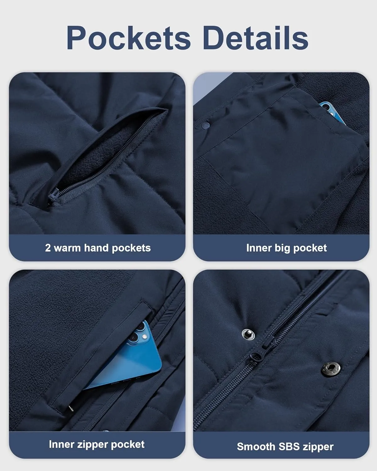 CREATMO US Men's Big and Tall Puffer Jacket Waterproof Winter Coats Fleece Lined Detachable Fur Hood Available In 2X To 6X