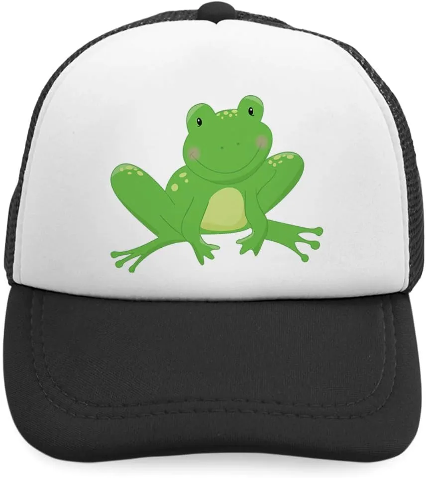 Custom Kids Trucker Hat Frog Sits Funny Polyester Boys Caps & Girls
