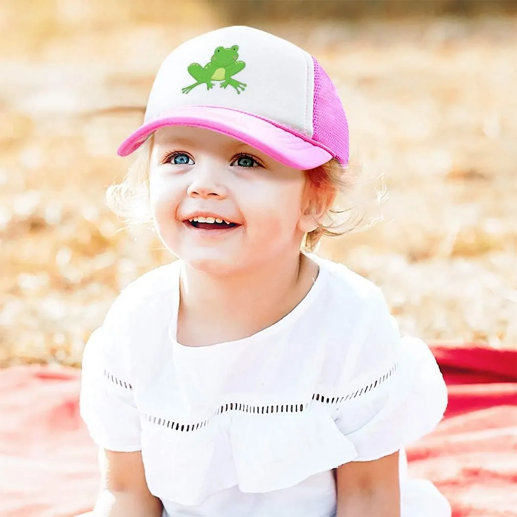 Custom Kids Trucker Hat Frog Sits Funny Polyester Boys Caps & Girls