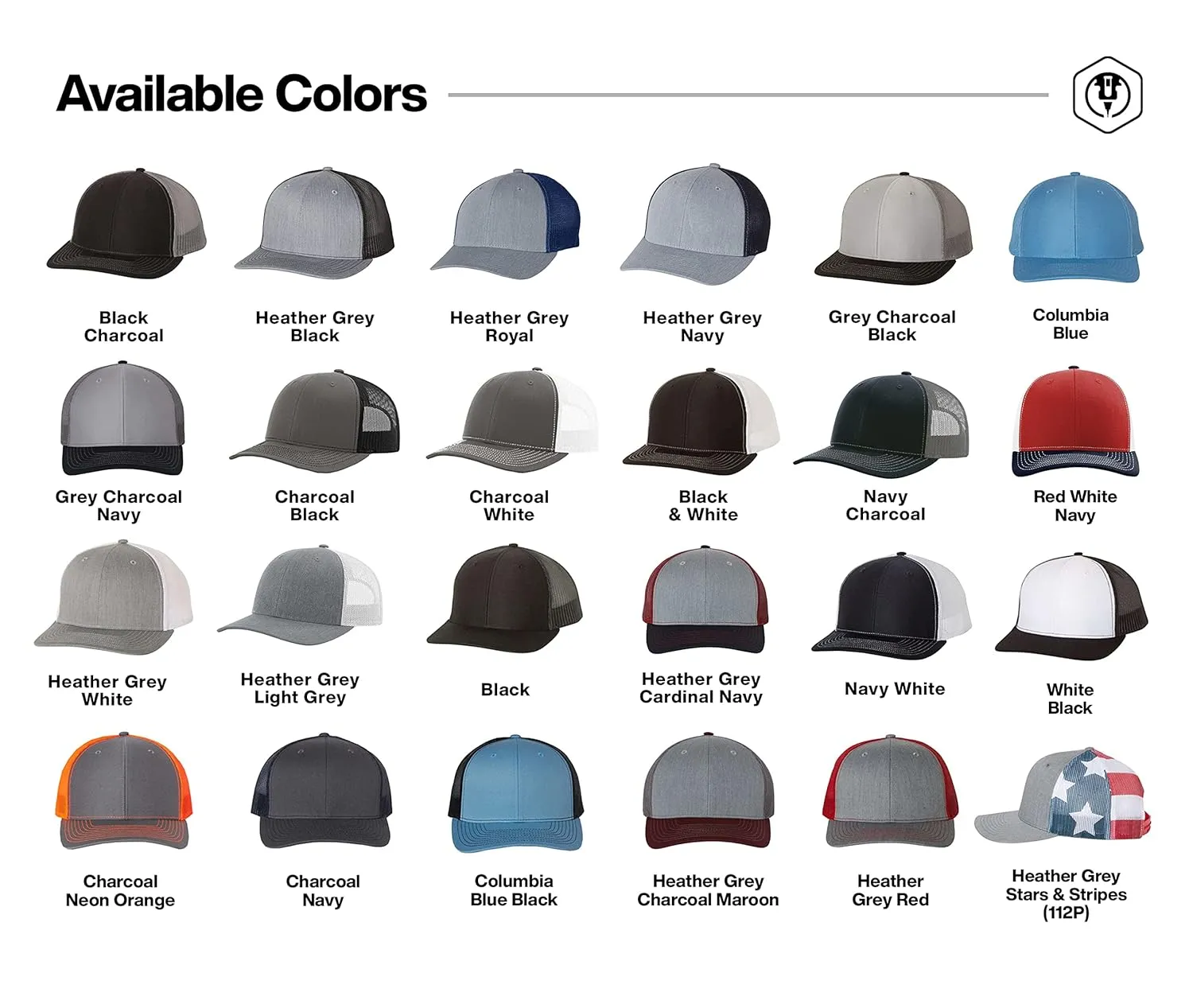 Custom Trucker Leather Patch Hat Laser Engraved Heather Grey Black