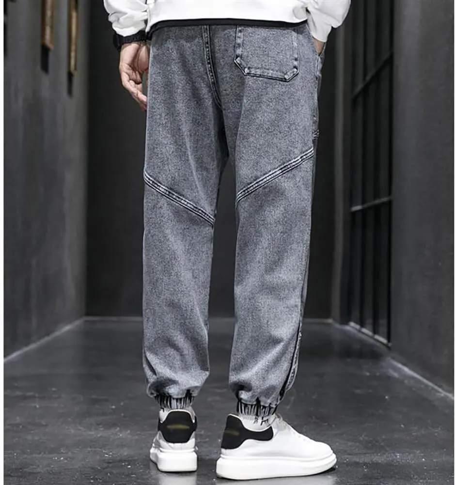 Denim Joggers Men Hip Hop Cargo Jeans Streetwear Casual Athletic Harem Pants
