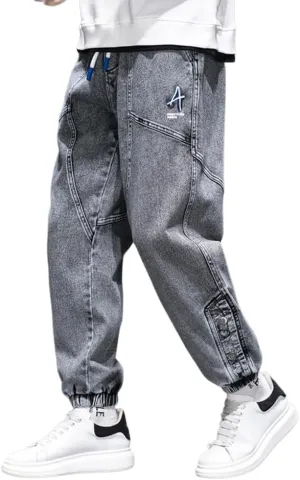 Denim Joggers Men Hip Hop Cargo Jeans Streetwear Casual Athletic Harem Pants