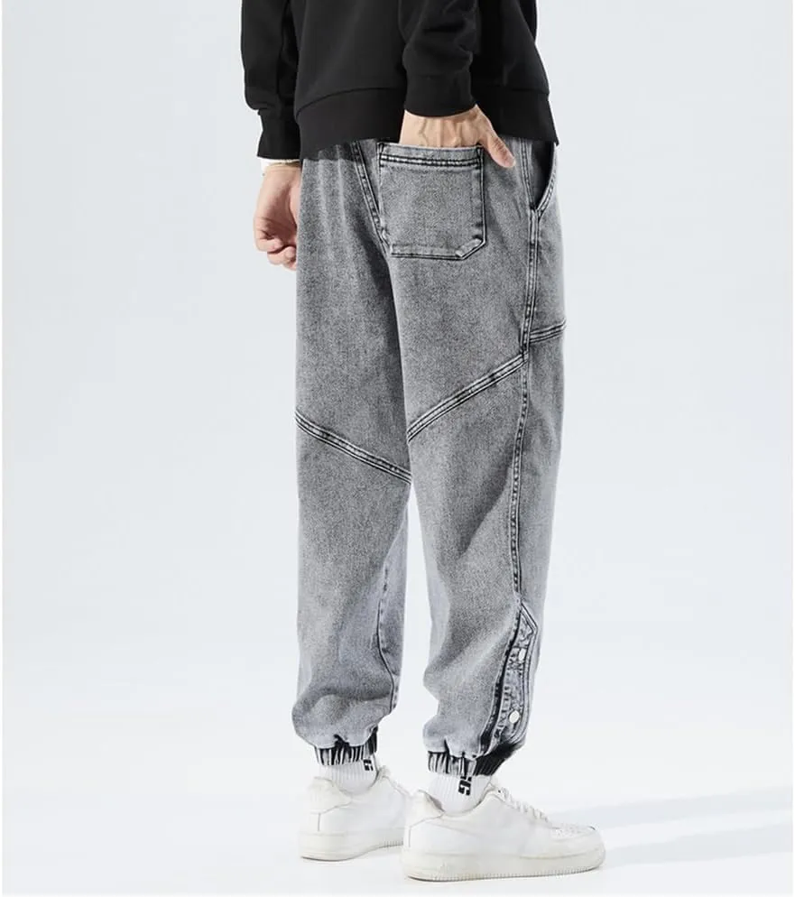 Denim Joggers Men Hip Hop Cargo Jeans Streetwear Casual Athletic Harem Pants