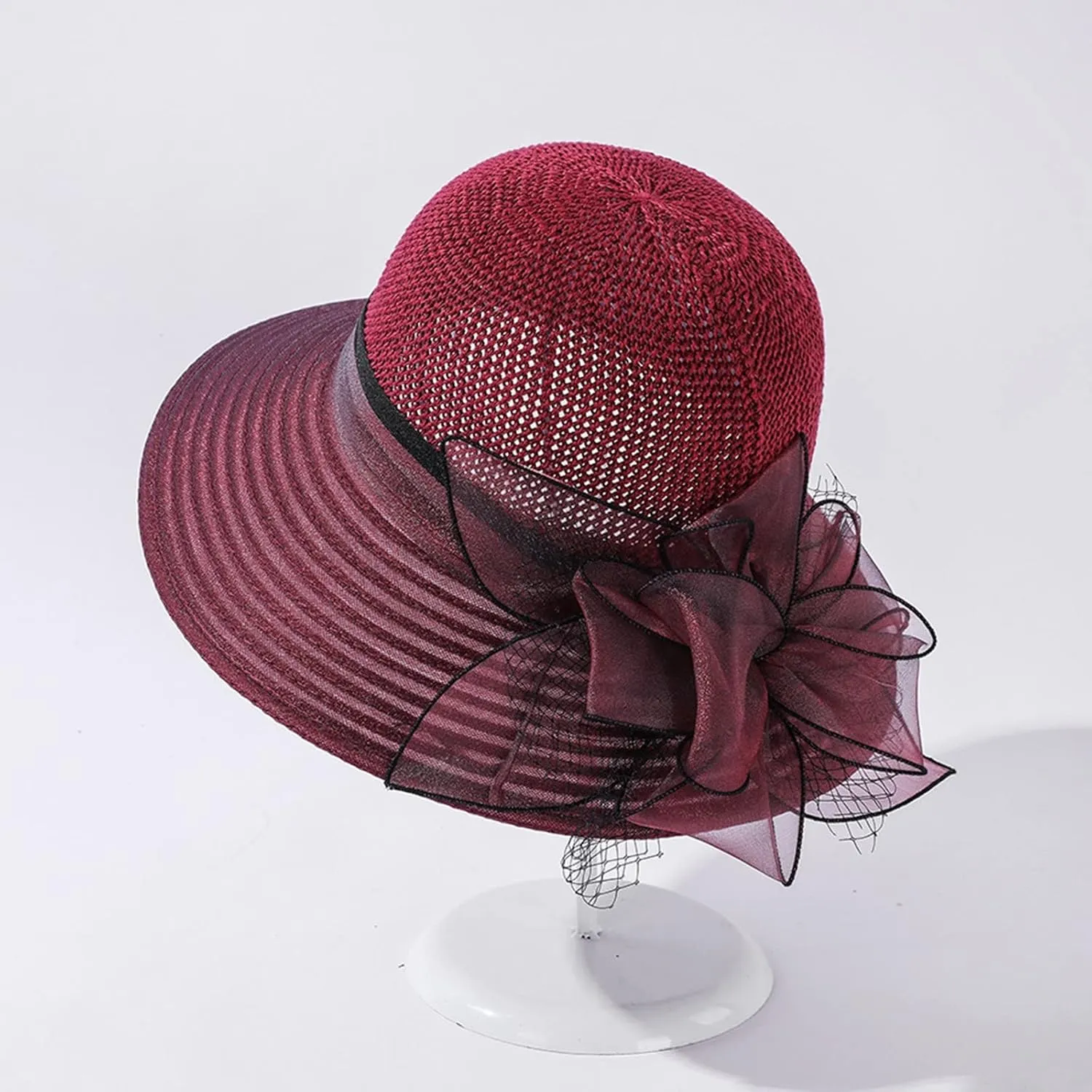 Derby Hat Church Dress for Women Tea Party Church Wedding Fascinator Hat Veil Wide Brim Bowler Hat Sun Hats
