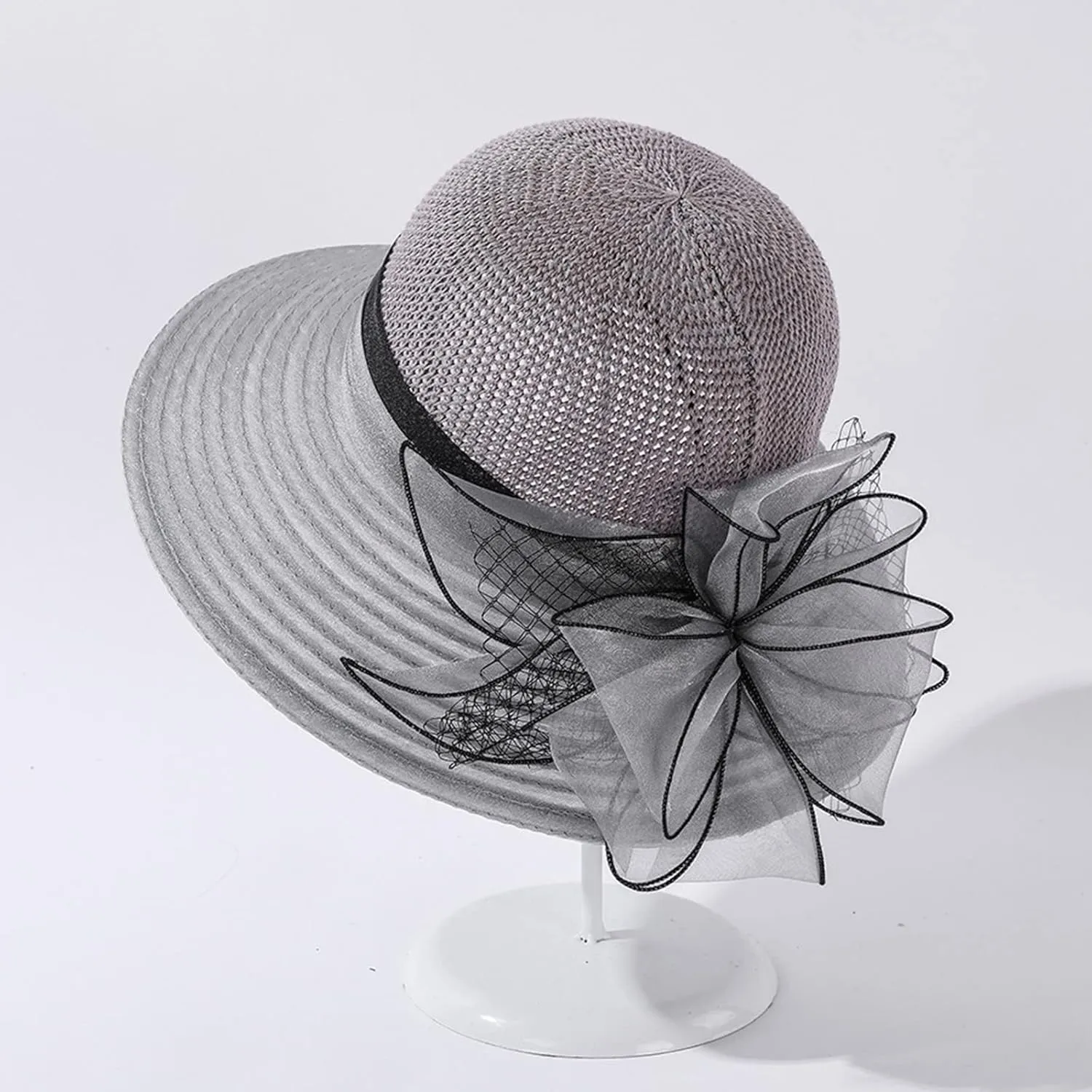 Derby Hat Church Dress for Women Tea Party Church Wedding Fascinator Hat Veil Wide Brim Bowler Hat Sun Hats