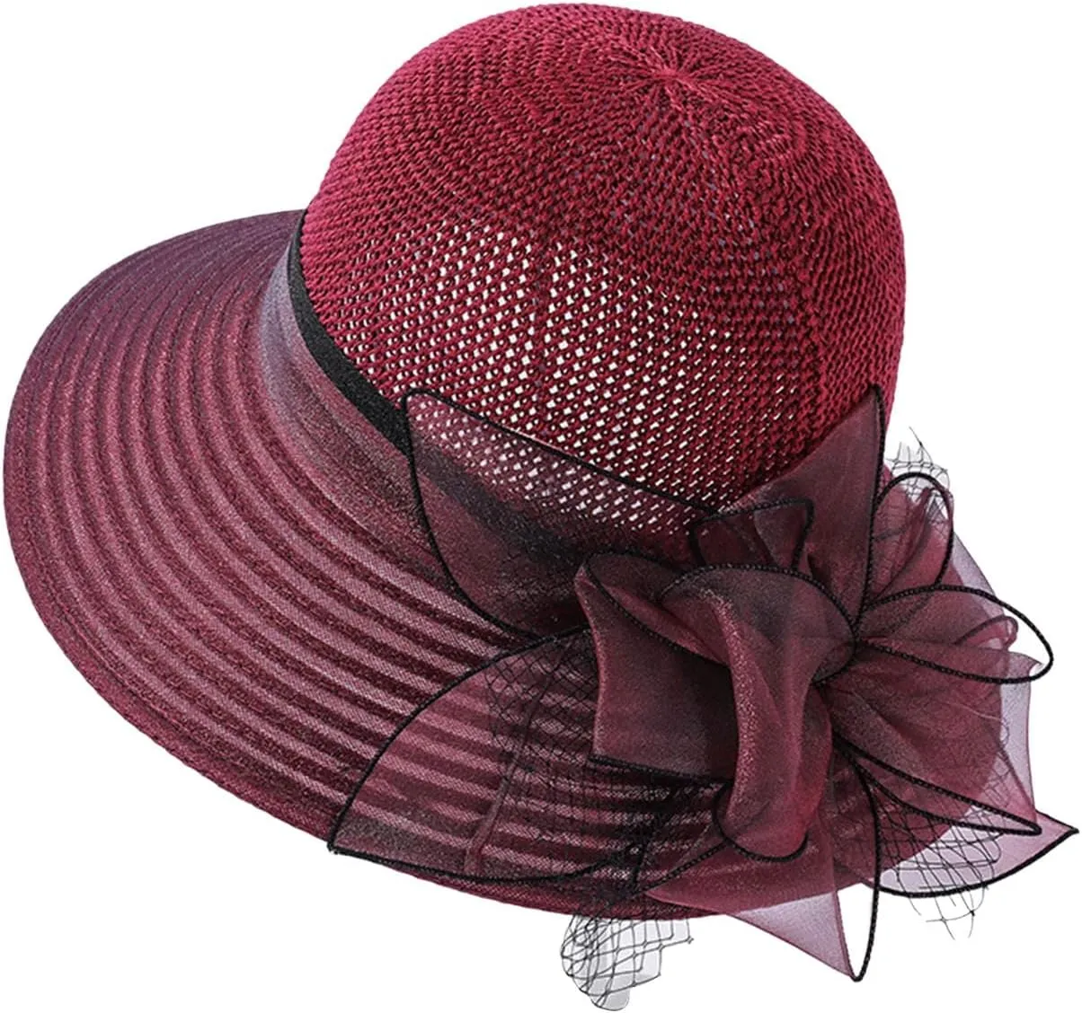 Derby Hat Church Dress for Women Tea Party Church Wedding Fascinator Hat Veil Wide Brim Bowler Hat Sun Hats