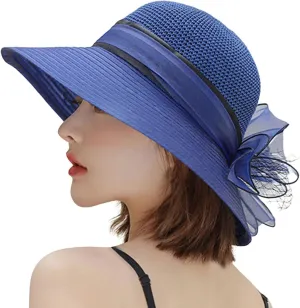 Derby Hat Women Organza Fascinator Church Bridal Wedding Tea Party Hat Elegant Wide Brim Sunhat Easter Outfit