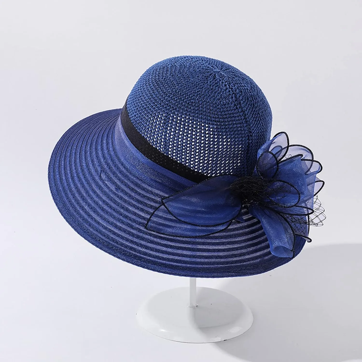 Derby Hat Women Organza Fascinator Church Bridal Wedding Tea Party Hat Elegant Wide Brim Sunhat Easter Outfit