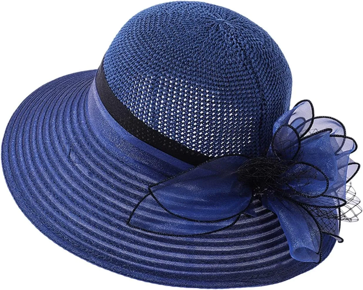 Derby Hat Women Organza Fascinator Church Bridal Wedding Tea Party Hat Elegant Wide Brim Sunhat Easter Outfit