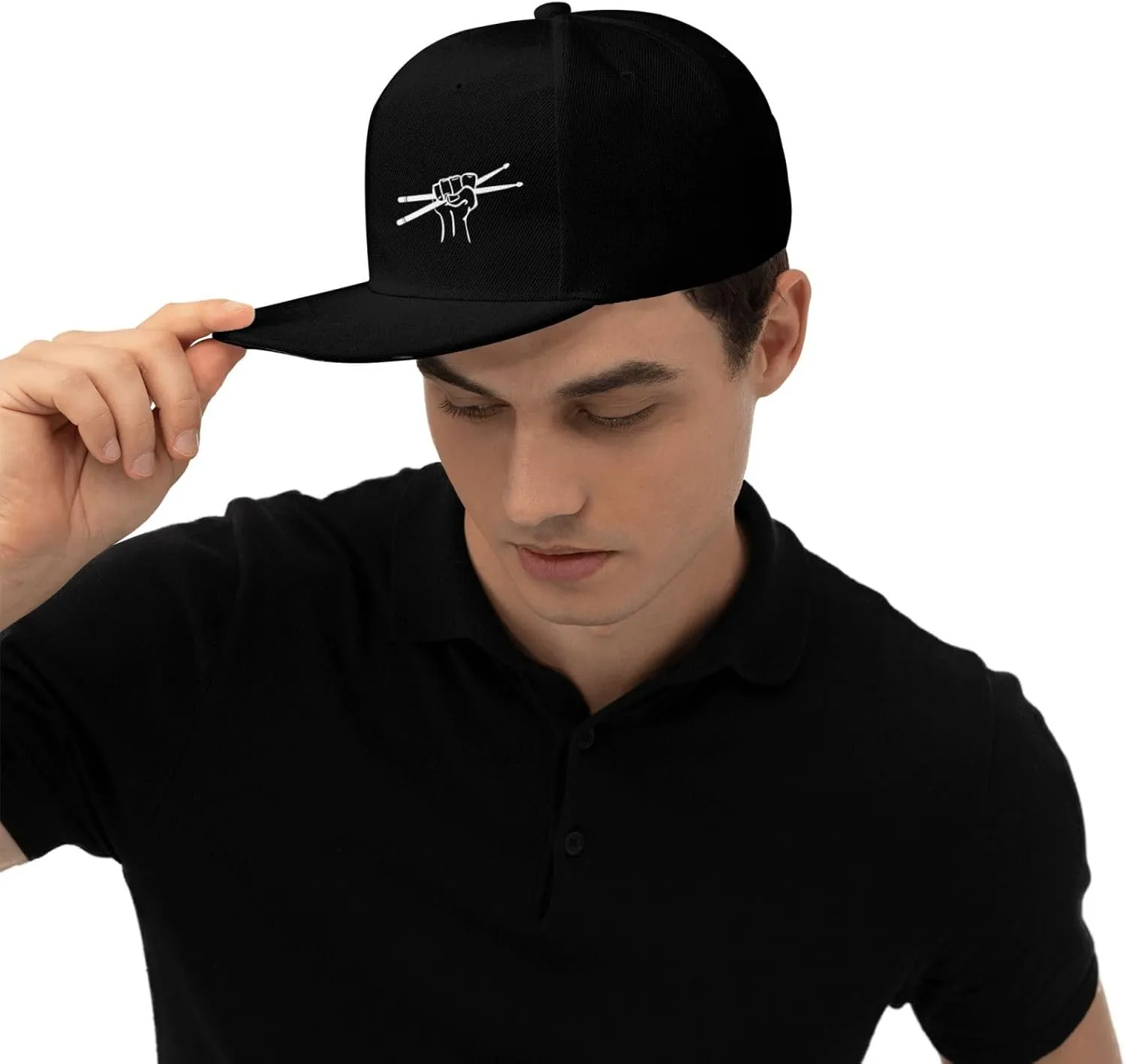 Drummer Drumsticks Snapback Hat Hip Hop Baseball Cap Adjustable Flat Bill Hat for Men