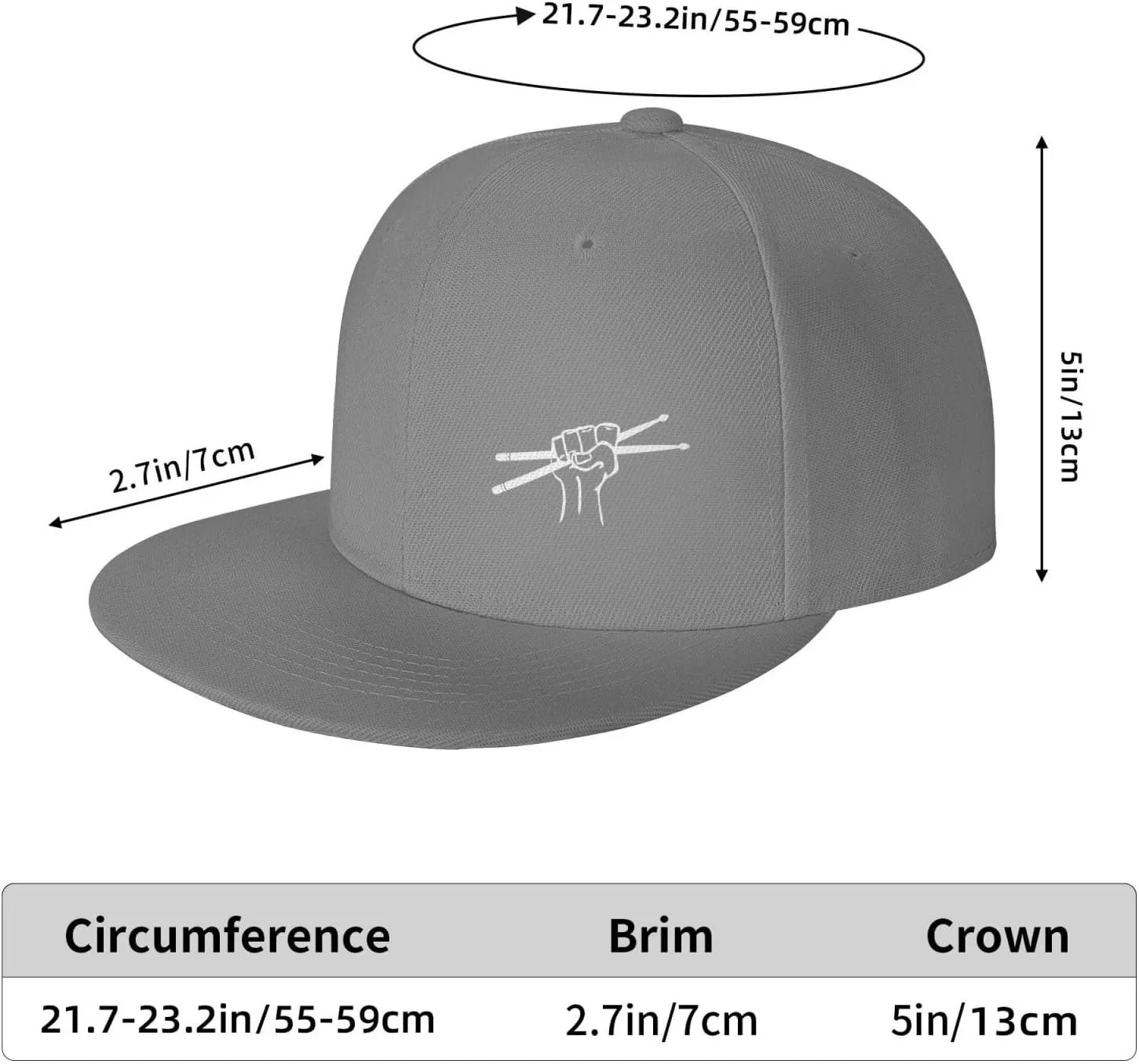 Drummer Drumsticks Snapback Hat Hip Hop Baseball Cap Adjustable Flat Bill Hat for Men