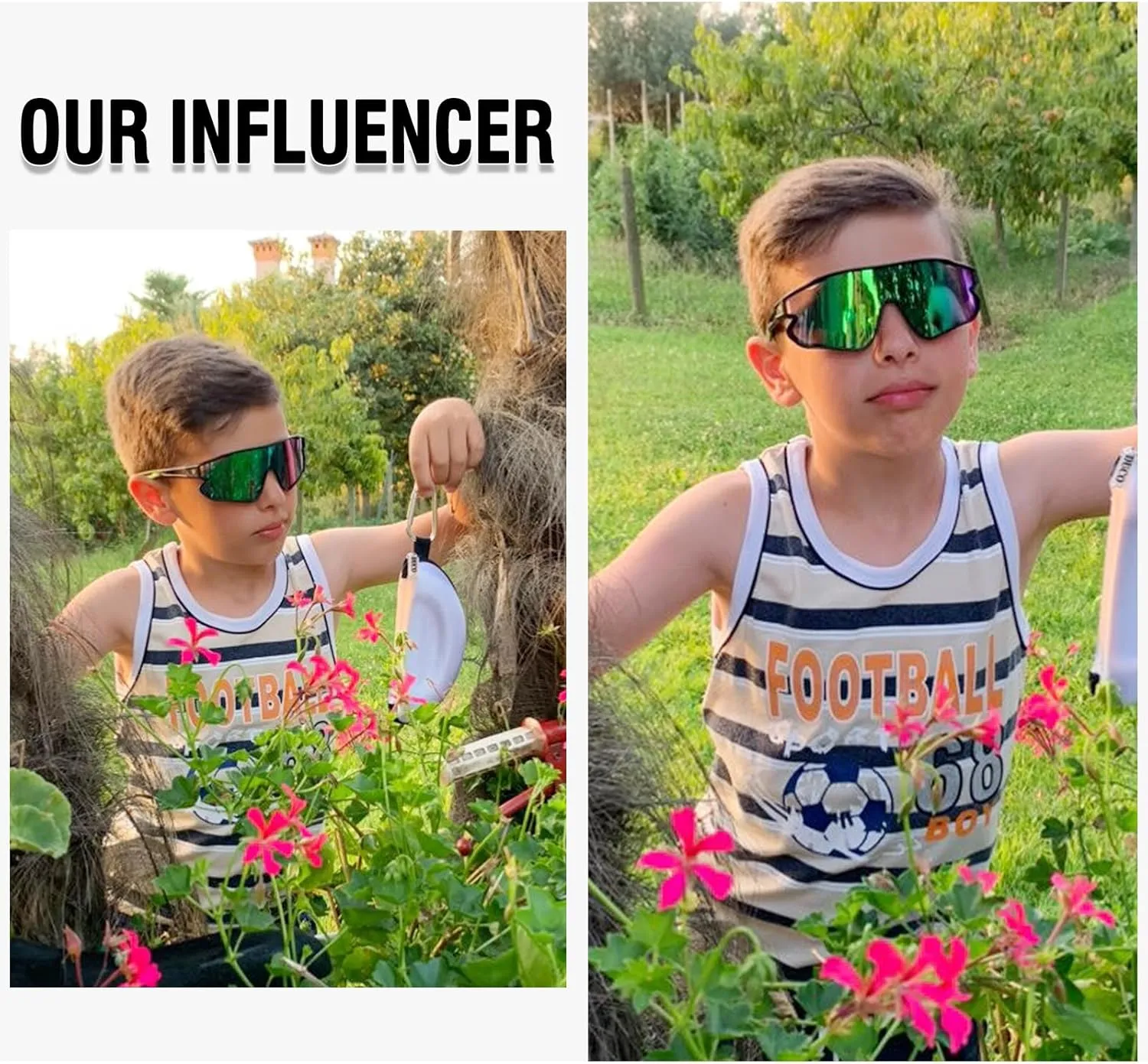 DUCO Kids Sunglasses Youth Baseball Sun Glasses Lightweight TR90 Frame UV400 Sports Cycling Shades for Boys Girls DK268