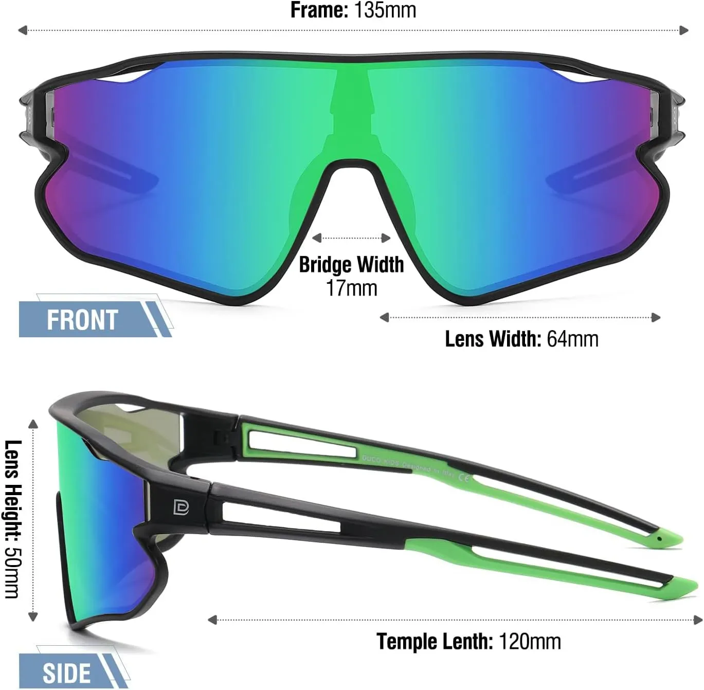 DUCO Kids Sunglasses Youth Baseball Sun Glasses Lightweight TR90 Frame UV400 Sports Cycling Shades for Boys Girls DK268