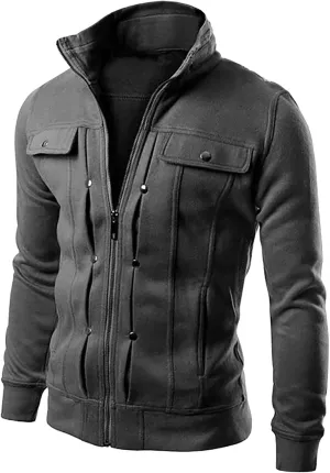 DuDubaby Men's Casual Camouflage Sports Sweatshirt Long Sleeve Zipper Hooded Jacket Coat