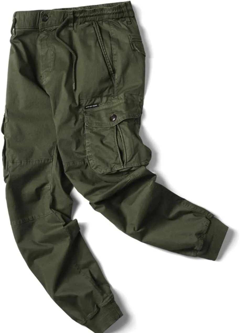 ebossy Men's Multi-Pocket Military Combat Ripstop Jogger Cargo Pants with Rib Cuff