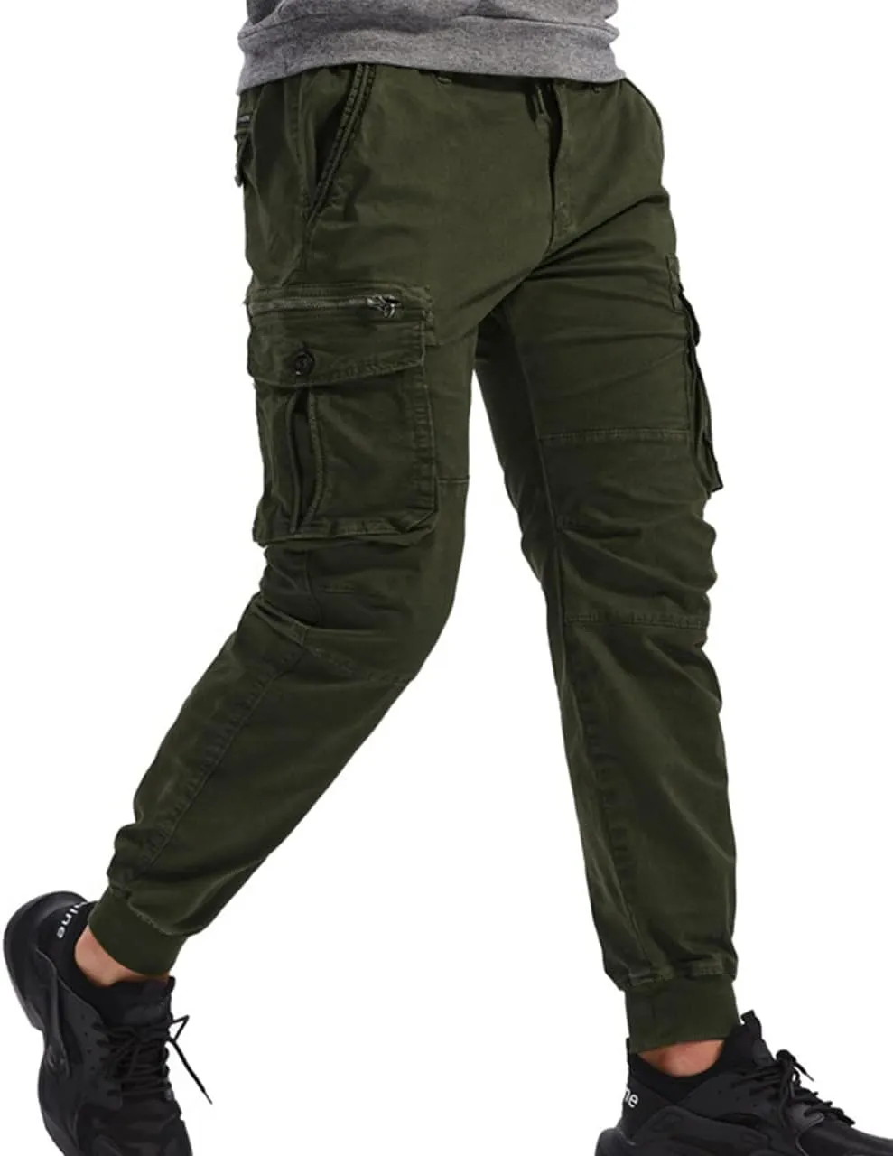 ebossy Men's Multi-Pocket Military Combat Ripstop Jogger Cargo Pants with Rib Cuff