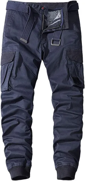 ebossy Men's Multi-Pocket Military Combat Ripstop Jogger Cargo Pants with Rib Cuff