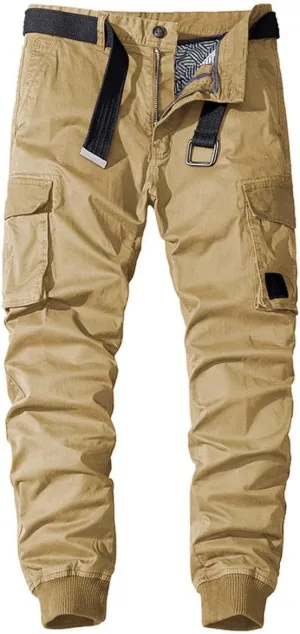 ebossy Men's Multi-Pocket Military Combat Ripstop Jogger Cargo Pants with Rib Cuff