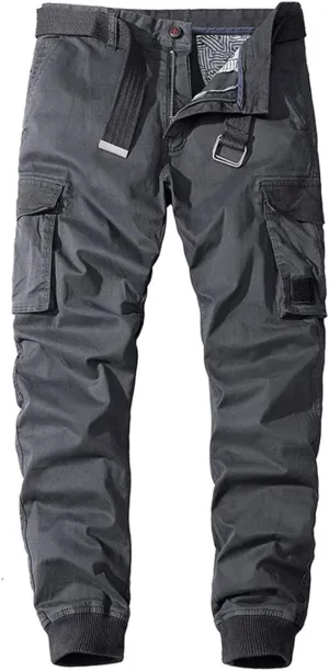 ebossy Men's Multi-Pocket Military Combat Ripstop Jogger Cargo Pants with Rib Cuff